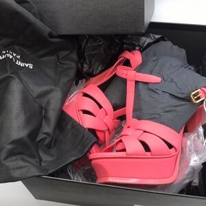 Yves Saint Laurent Pink Platform Sandal Heels